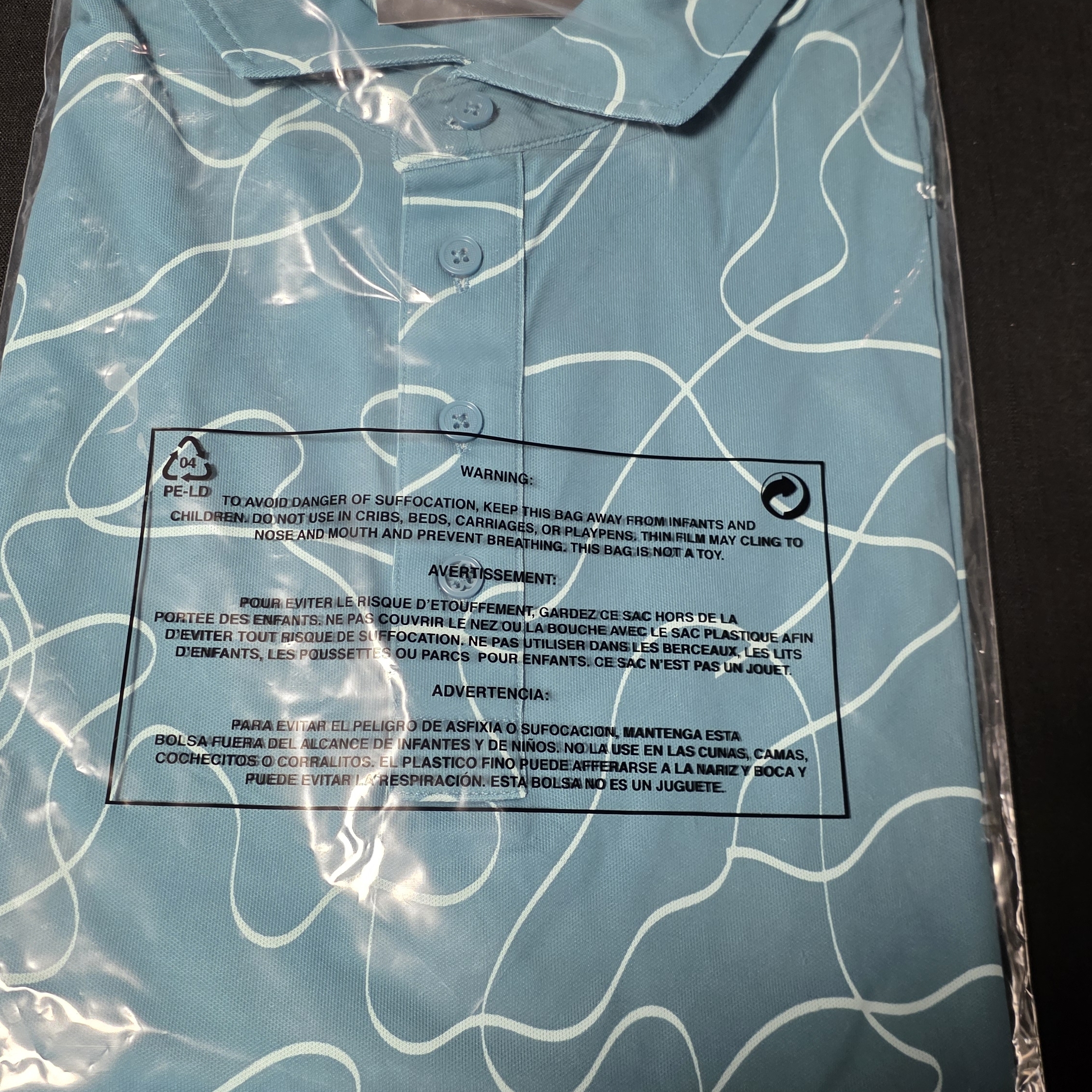 G/Fore Teal Short-Sleeve Polo With White Abstract Wave Print
